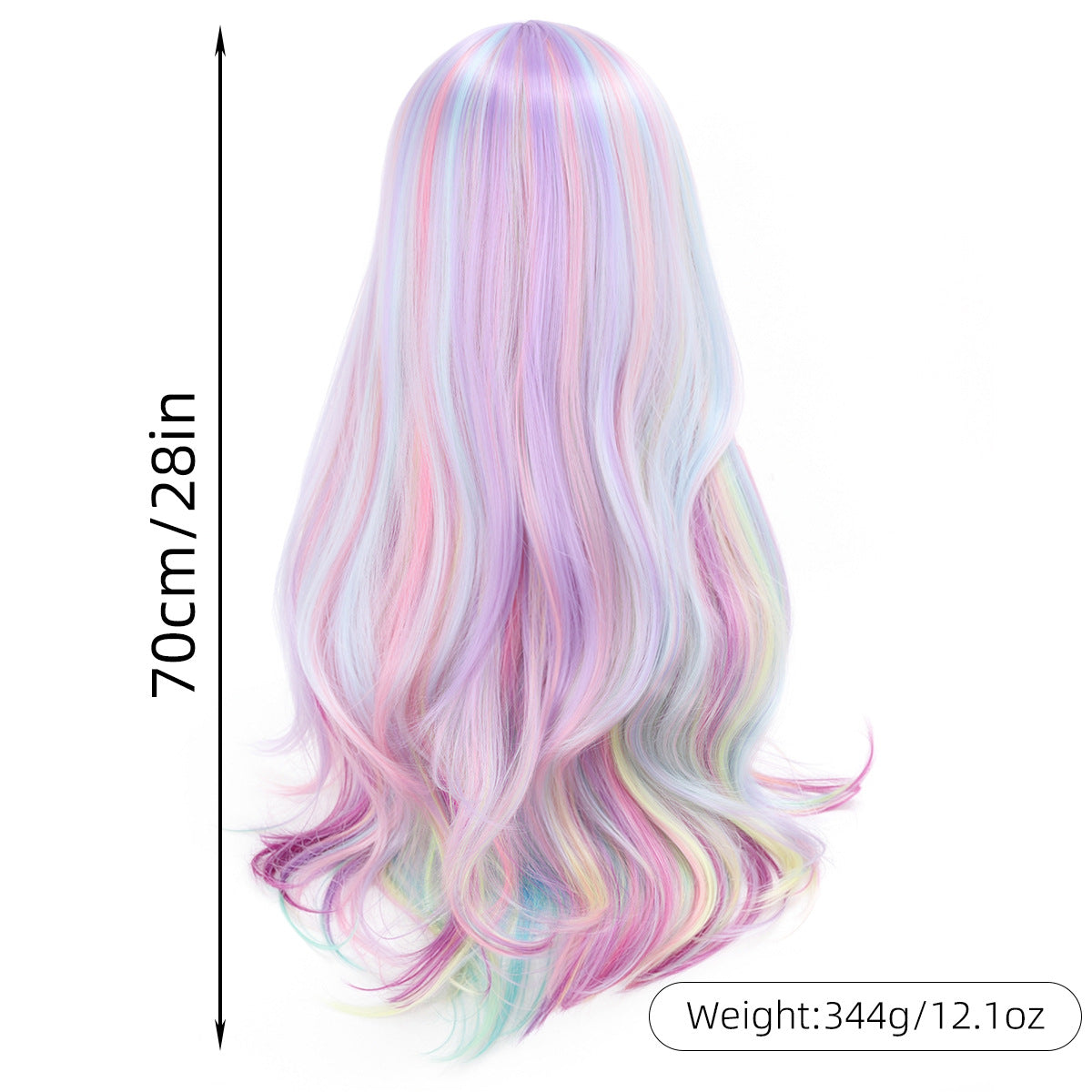 Daily Colorful Lolita Mid-length Mixed Color Curly Hair Hood Wig Long Curls