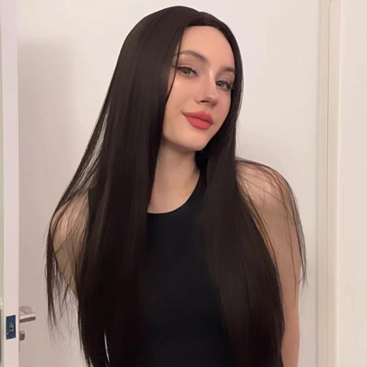 Optional Hair Bangs Female Natural Chemical Long Straight Wig