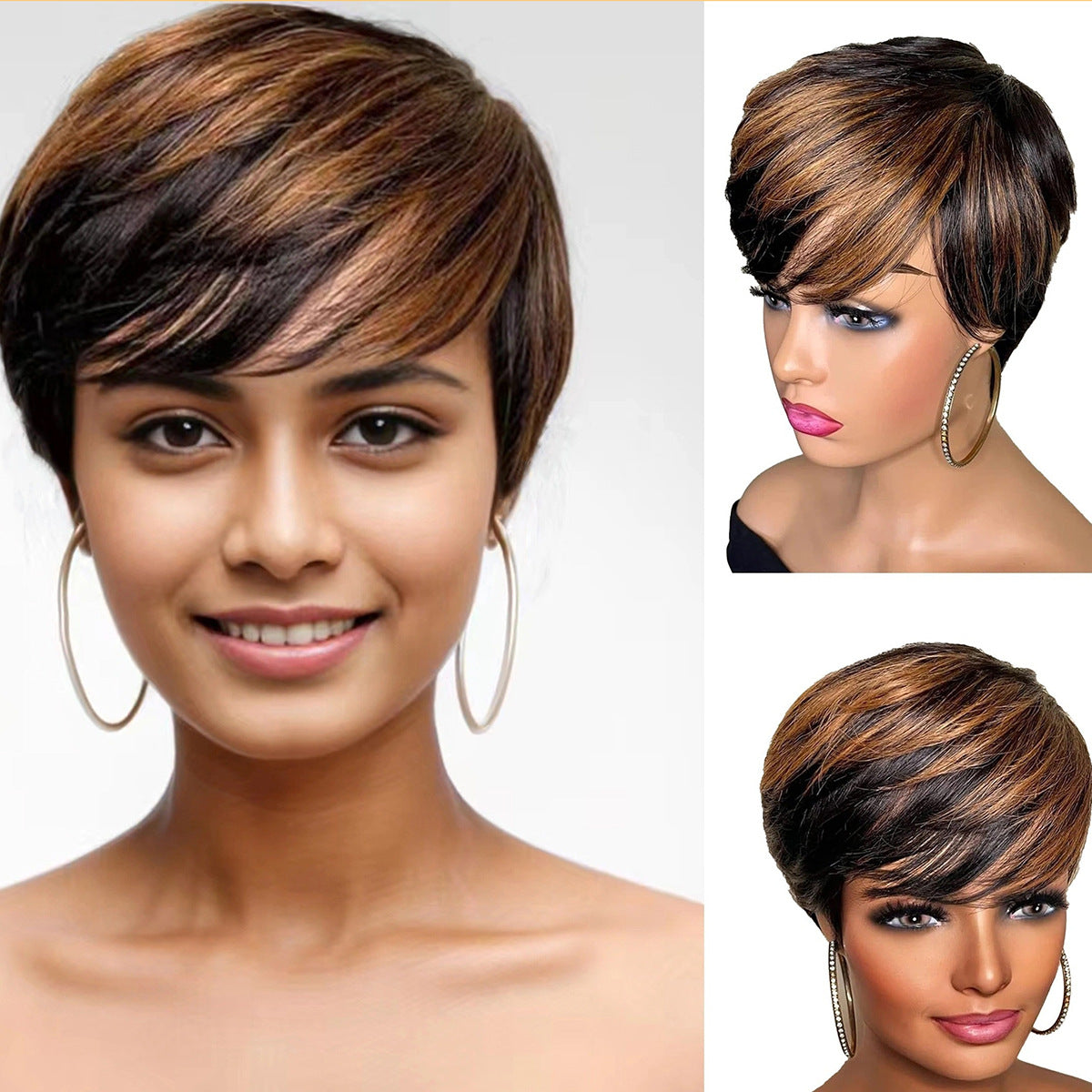 Fashion Attractive Trendy Human Short Headgear Real Hair Wig