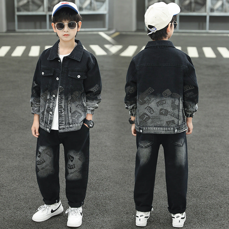 Children's Big Denim Two-piece Handsome Trendy Spring Children's Suit