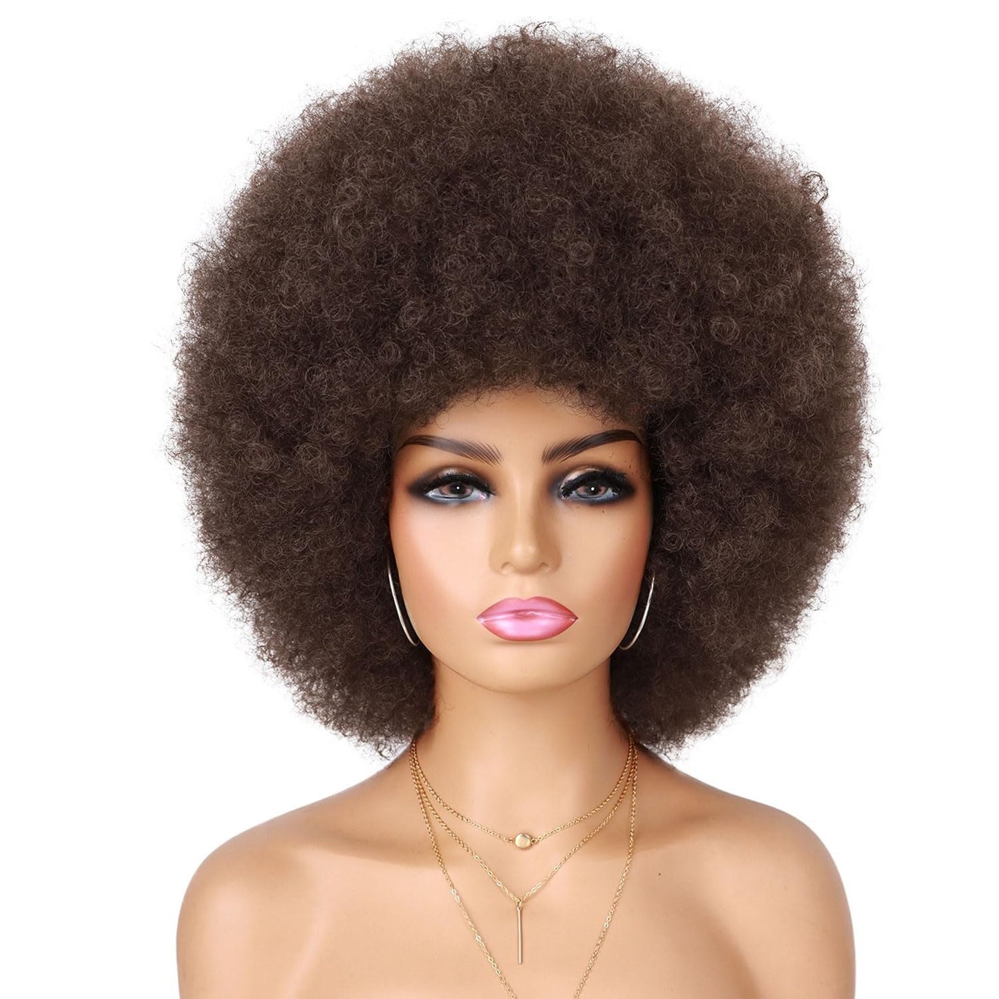Black Small Volume Afro Caterpillar Fluffy Wig Short Curly Hair