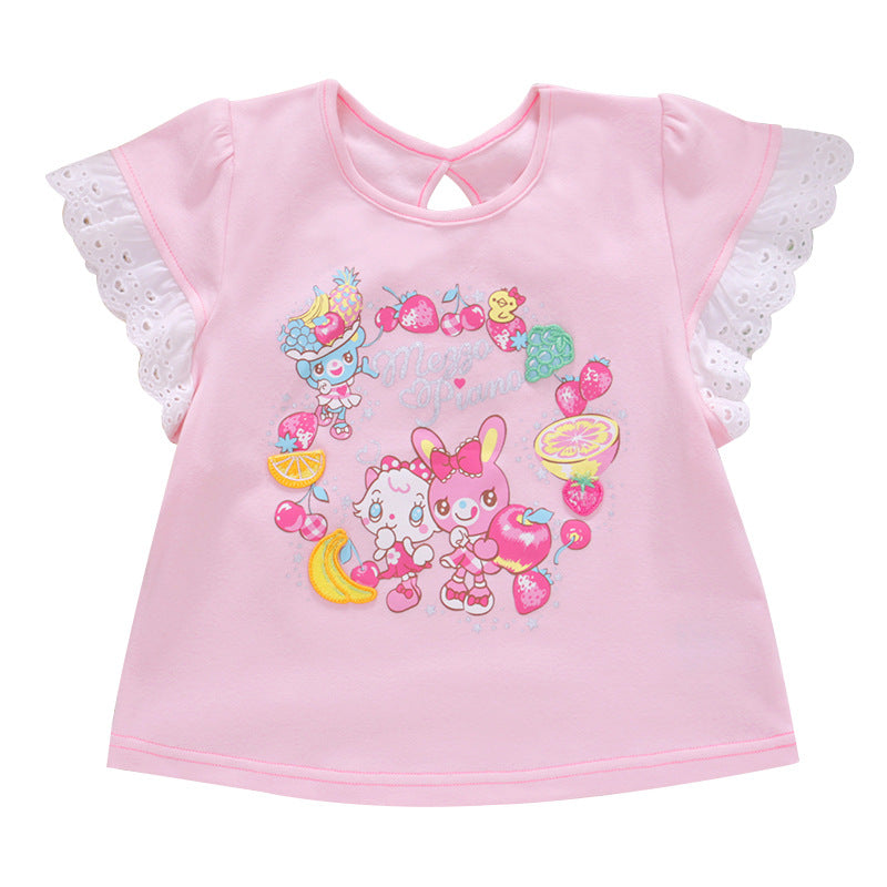 Style Cartoon Cute Pianist Rabbit Fruit Short Children's T-shirt
