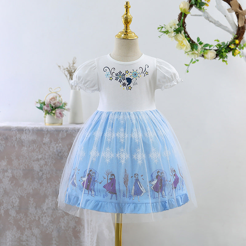 Women's & Children's Summer White Princess Short-sleeved Cotton Alice Children's Dress