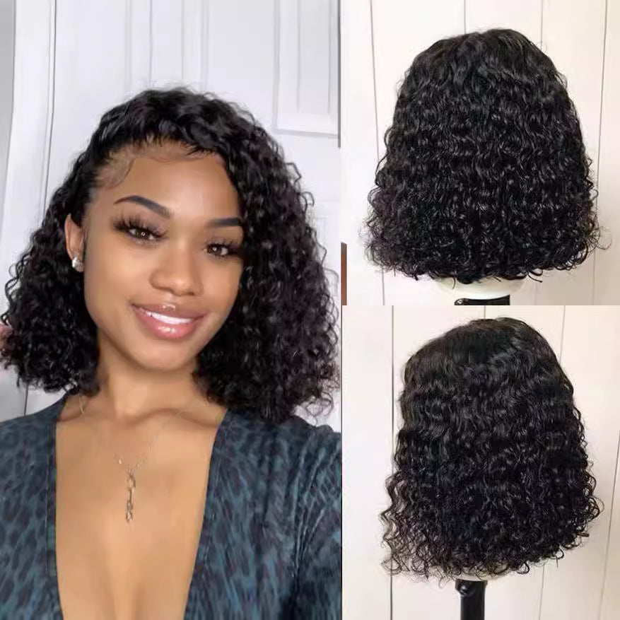Women's African Small Mid-length Wrap Tube Synthetic Wig Short Curly Hair