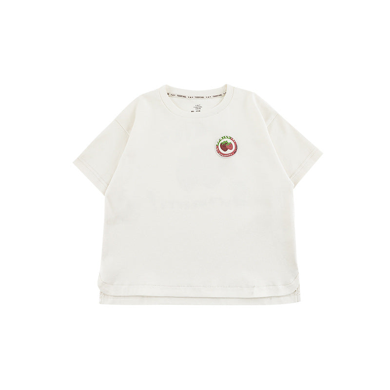 Wu Boy's Summer Fruit Short-sleeved Round Neck Loose Casual Children's T-shirt