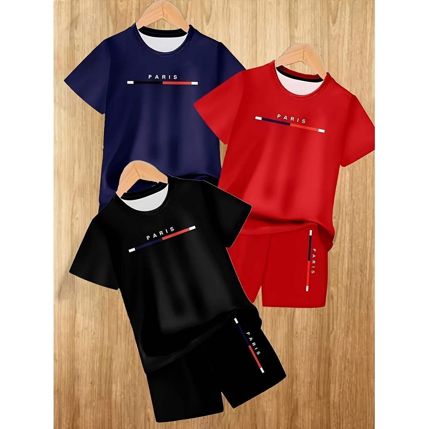Gradient Letter Print Suit Medium Big Children's T-shirt
