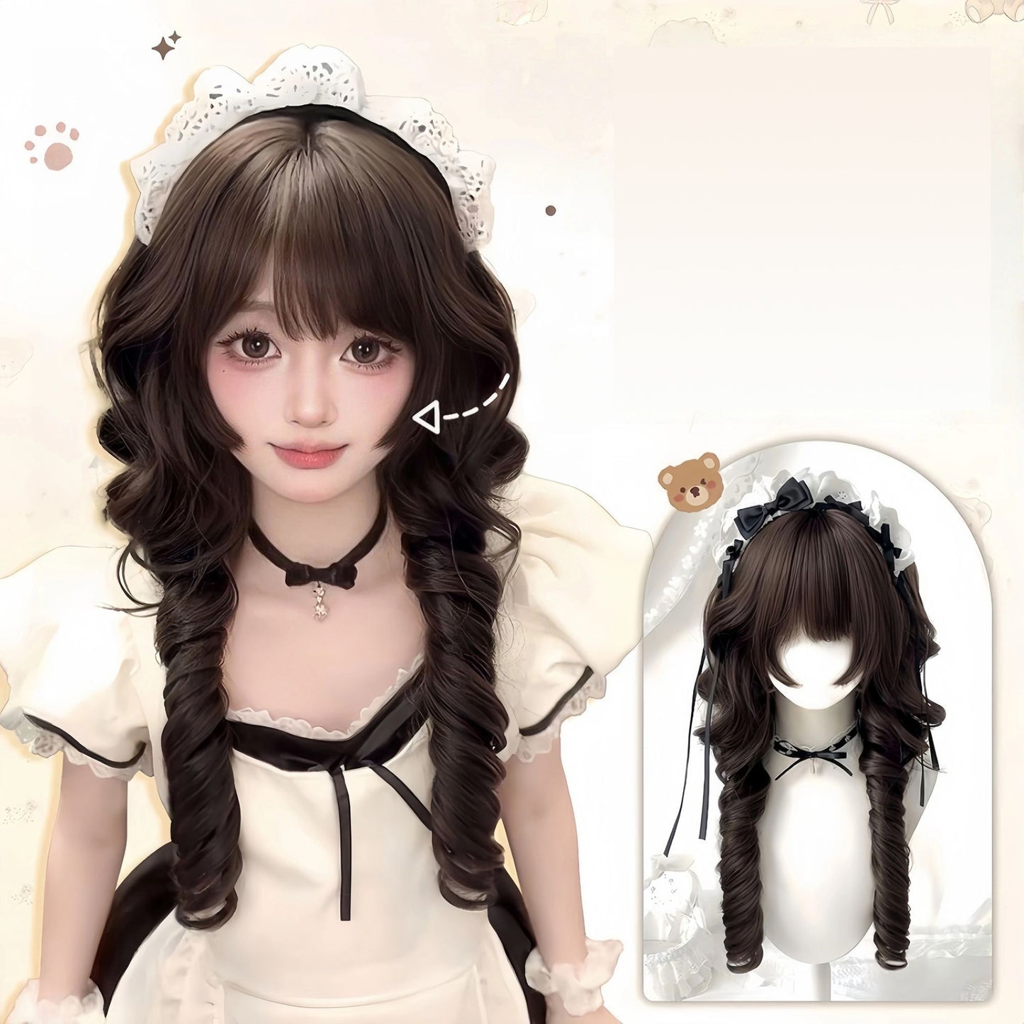 Little Bear Jellyfish Roll Princess Hairstyle Short Sideburns Sweet Cute Wig