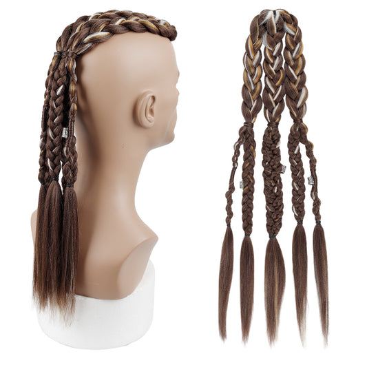 Men's Braid Inch Handmade Clip-on Viking Weave Horse Men's Wig