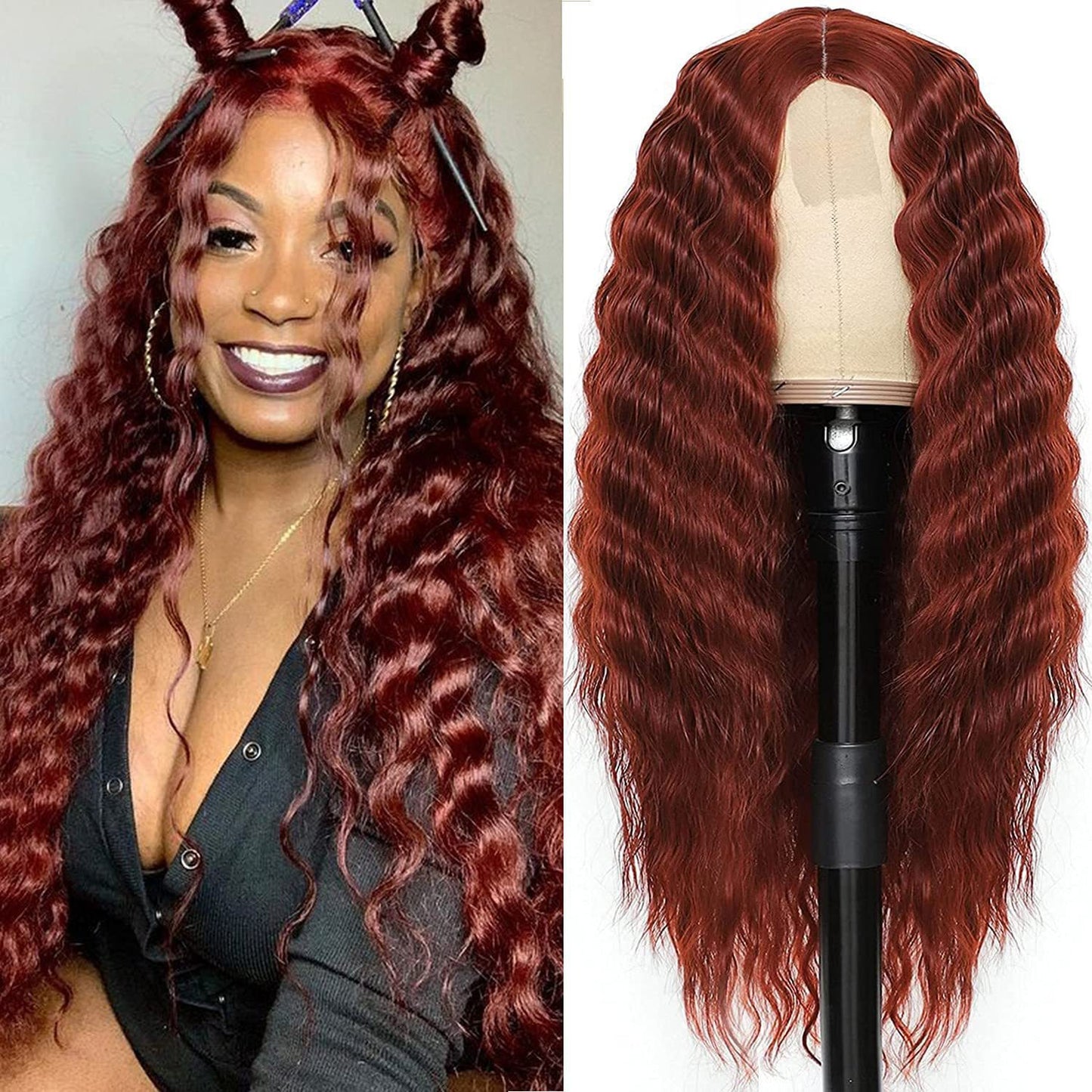Women's African Wigs With Small Curly Hair Front Lace Head Wig Long Curls