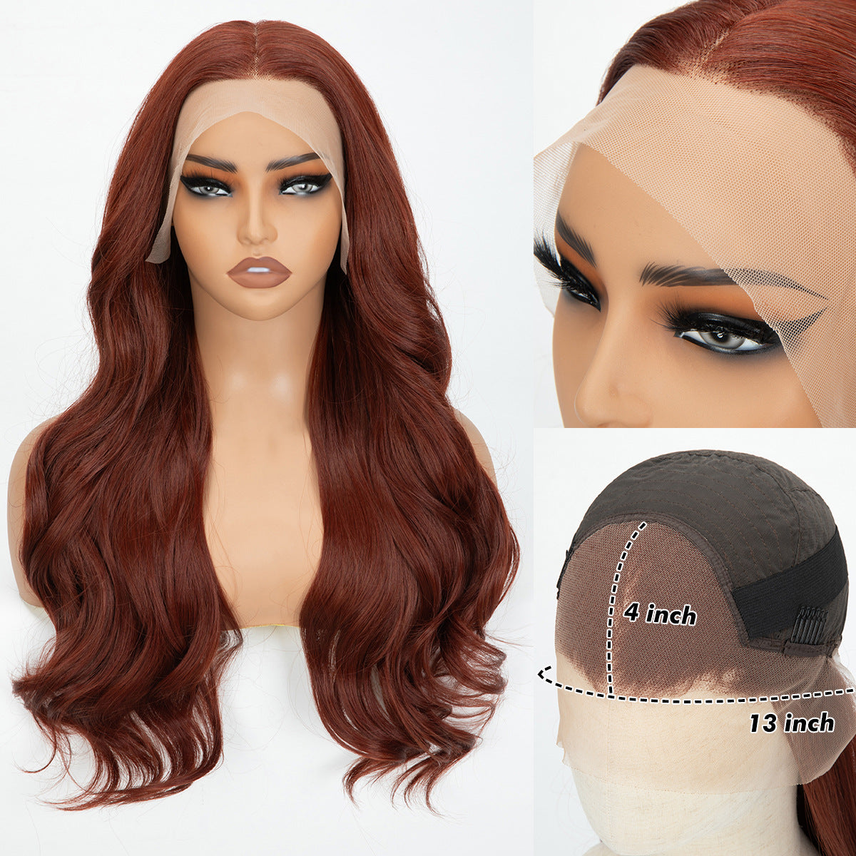 Forehead Lace Headband Hand-woven Long Curly Hair Black Other Wig