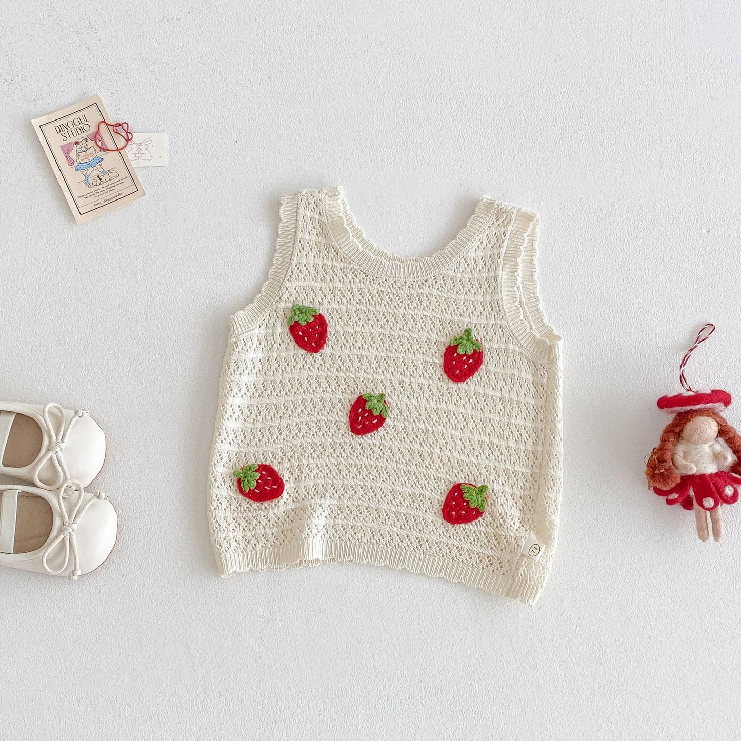 Children's Vest Summer Cute Patch Strawberry Korean Casual Children's T-shirt