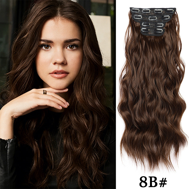 Hairpiece Clip Hair Extension Card Invisible Wig Long Curls
