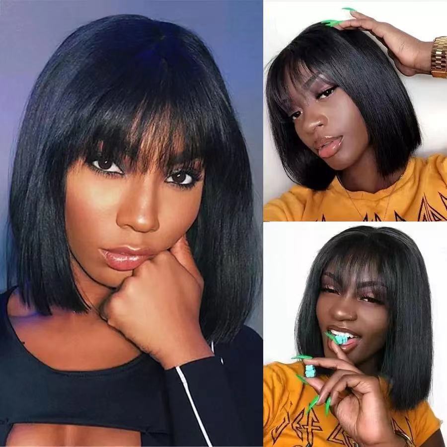 Women's Air Bangs Chemical Fiber Mechanism Head Wig Short Straight Hair