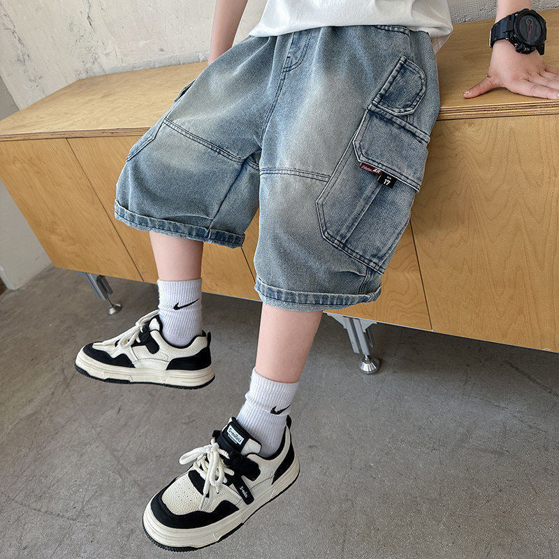 Children's Clothing Summer Denim Shorts Casual Handsome Middle Youth Korean Children's Pants