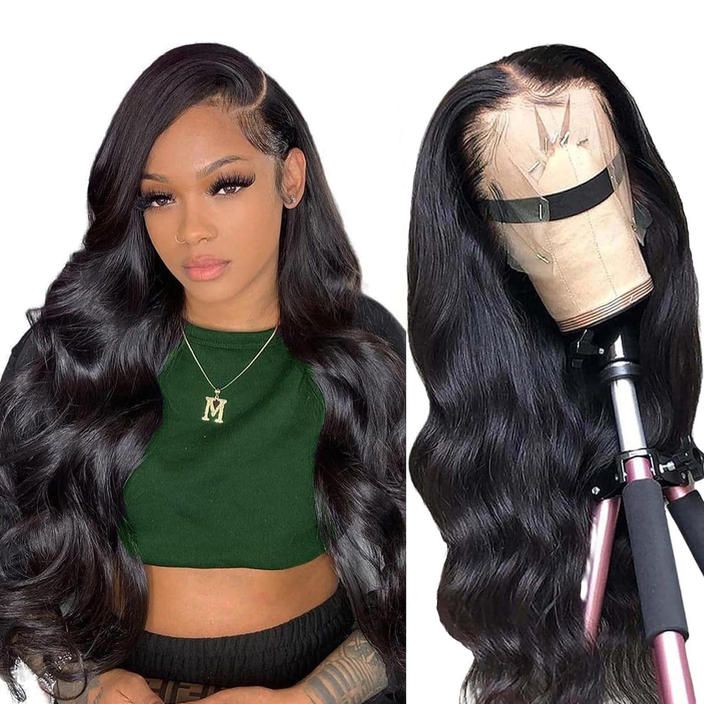 Human Hair Lace Headgear Natural Color Big Wig Long Curls