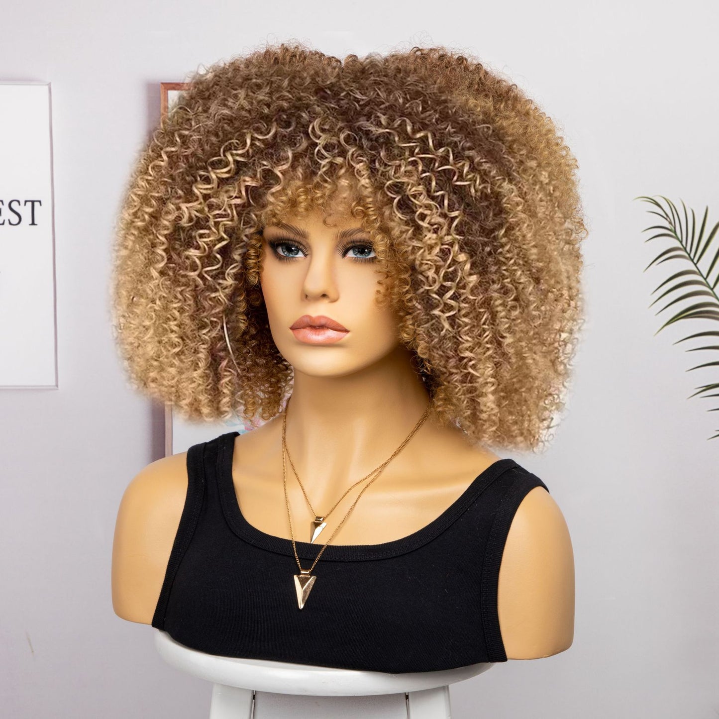 Women's African Fashion Explosion Small Head Cover Wig Short Curly Hair
