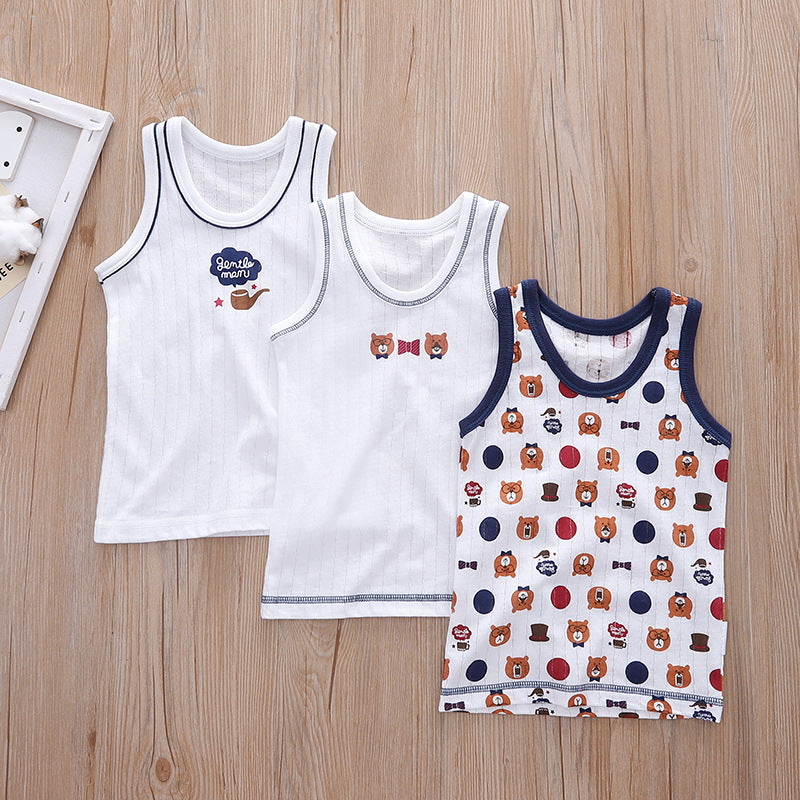 Distribution Jacquard Knit Breathable Bottoming Home Boys Vest Short Sleeve Children's T-shirt