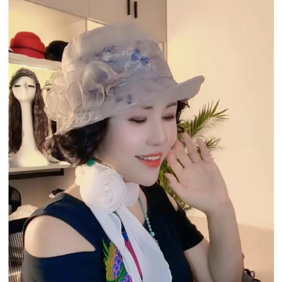 Women's Hat Integrated Bucket Face Slimming Breathable Wig Short Curly Hair