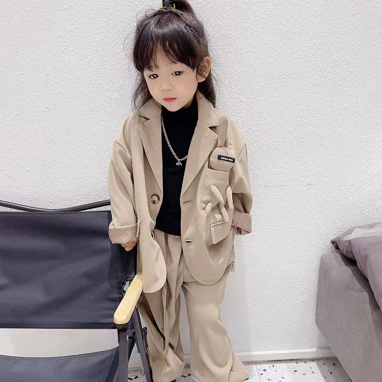 Children's Boy's Two Pieces Autumn Clothing Loose Trendy Handsome Small Children's Suit