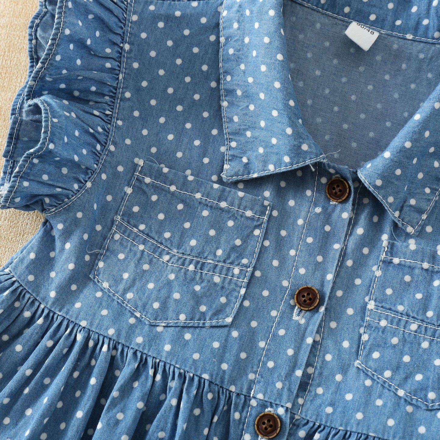 Children's Summer Lapel Flounced Sleeve Denim Shirt Fashionable Children's Dress