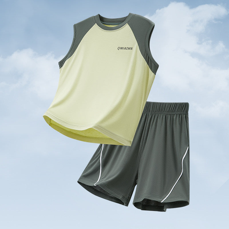 Men's & Children's Summer Thin Modal Sports Short-sleeved Shorts Children's Suit