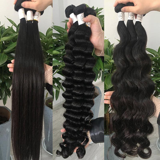 Glamorous Fashion Bubble Bulk Weft Human Real Hair Wig