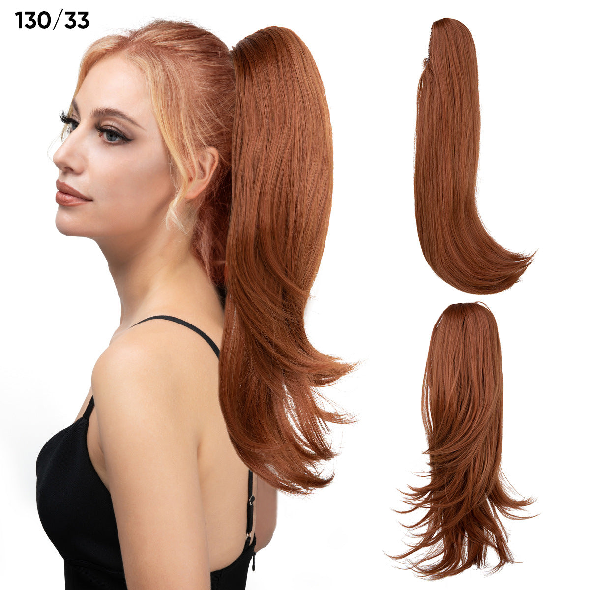 Women's Short Hair Chemical Fiber Height Natural Fluffy Long Curly Jaws Wig Ponytail