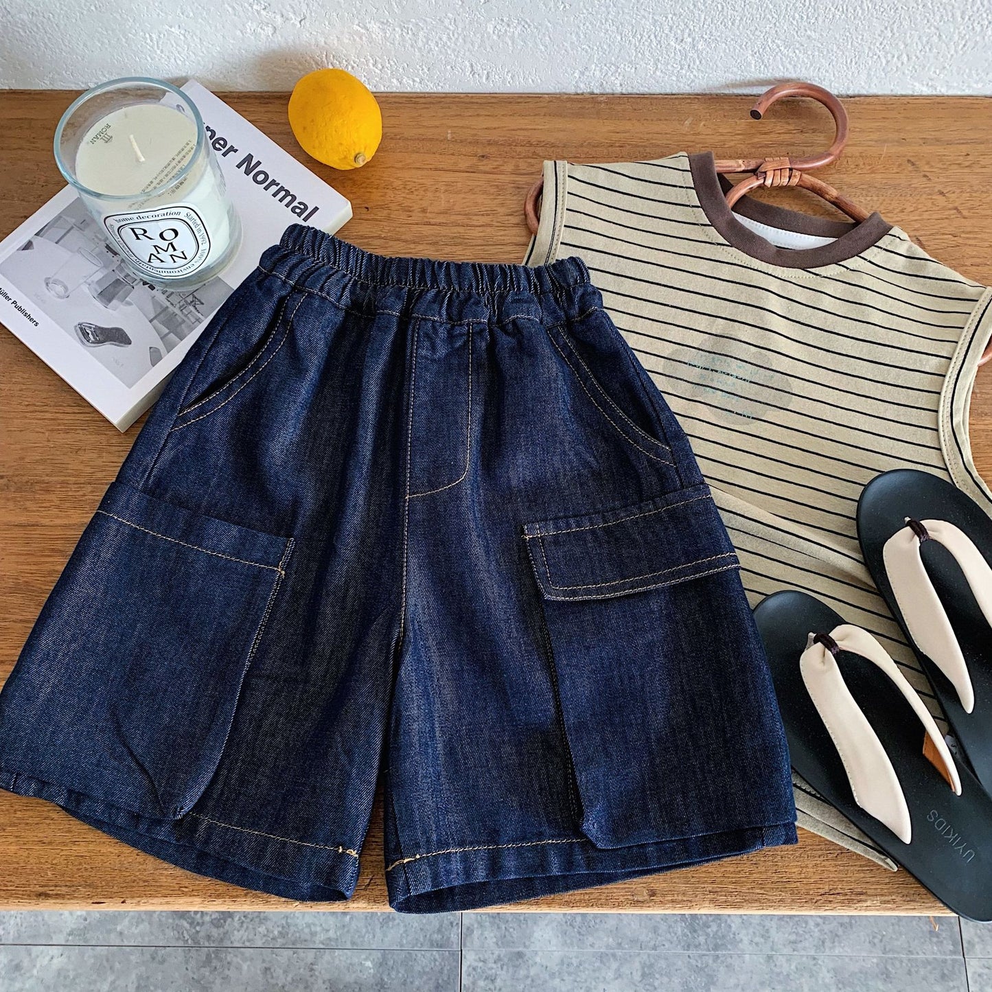 Children's Shorts Summer Pocket Denim Middle Loose Children's Pants