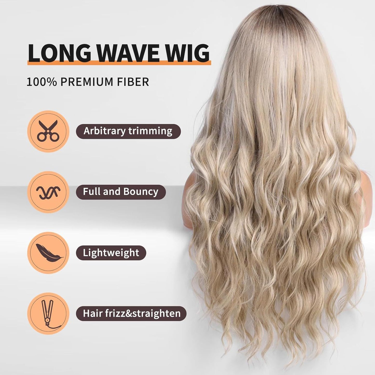 Women's Fashion Synthetic Wigs Brown Gradient Color Wig Long Curls
