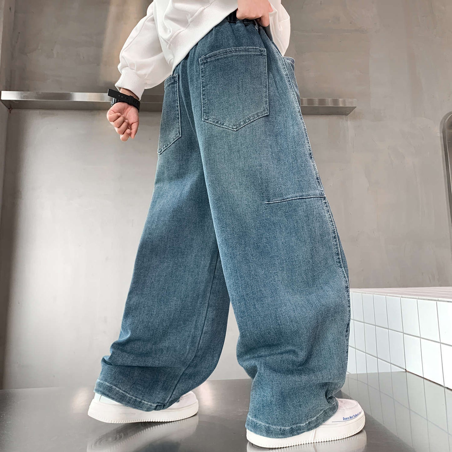 Children's Jeans Trousers Medium Large Fashionable Korean Style Children's Pants