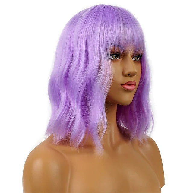 Women's Halloween Festival Rose Net Mid-length Shawl Wig Short Curly Hair