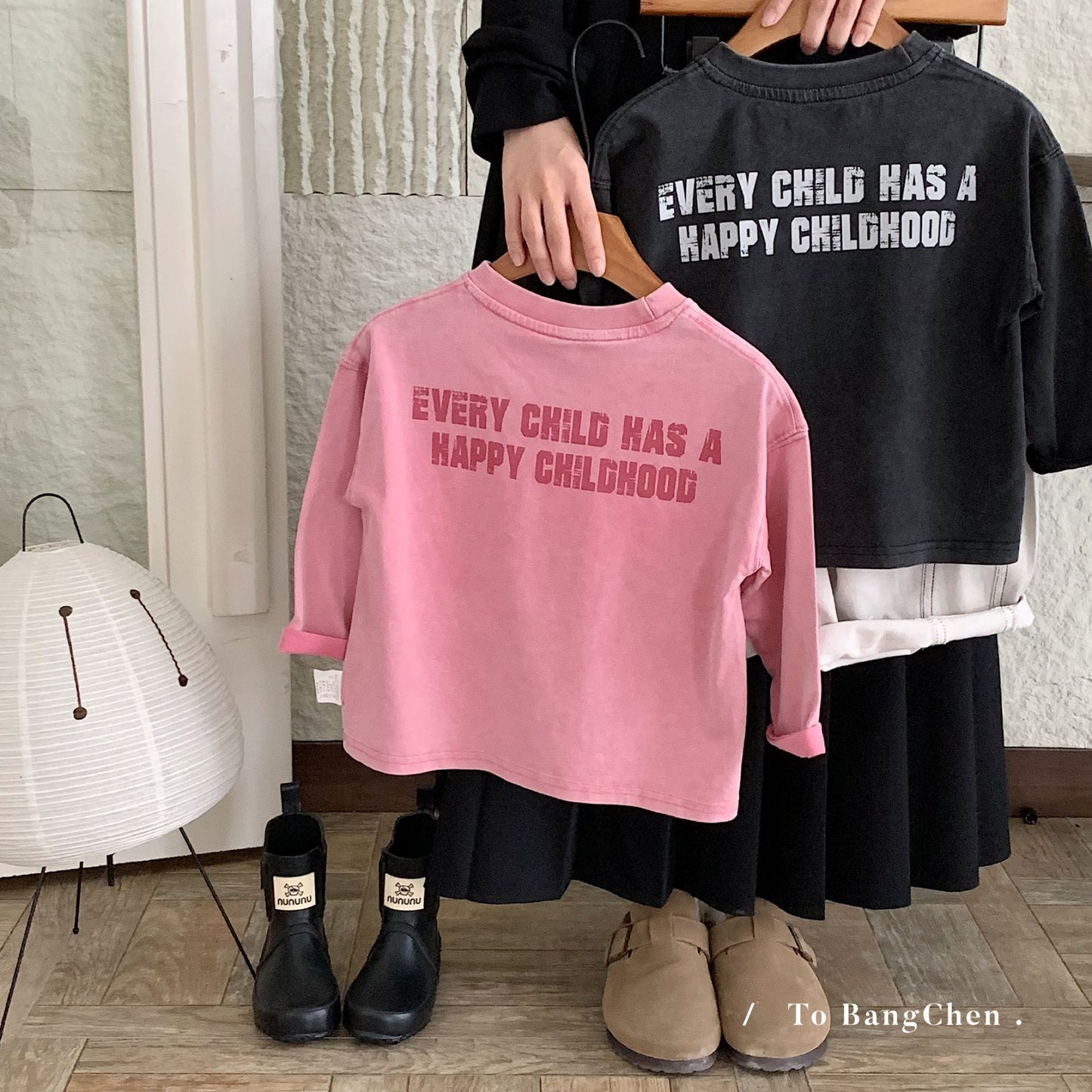 Sleeve Spring Korean Style Boys Letters Western Pullover Top Children's T-shirt