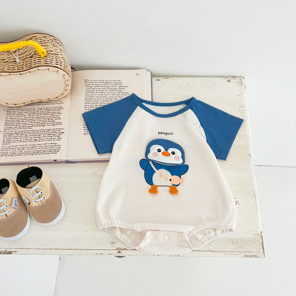 Infant Rompers Summer Penguin Short-sleeved Born Jumpsuit, Climbing Suit