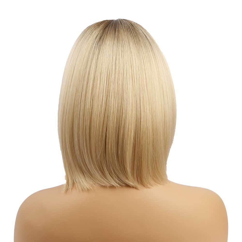 Trendy Female Gradient Wave Chemical Fiber Wig Short Straight Hair