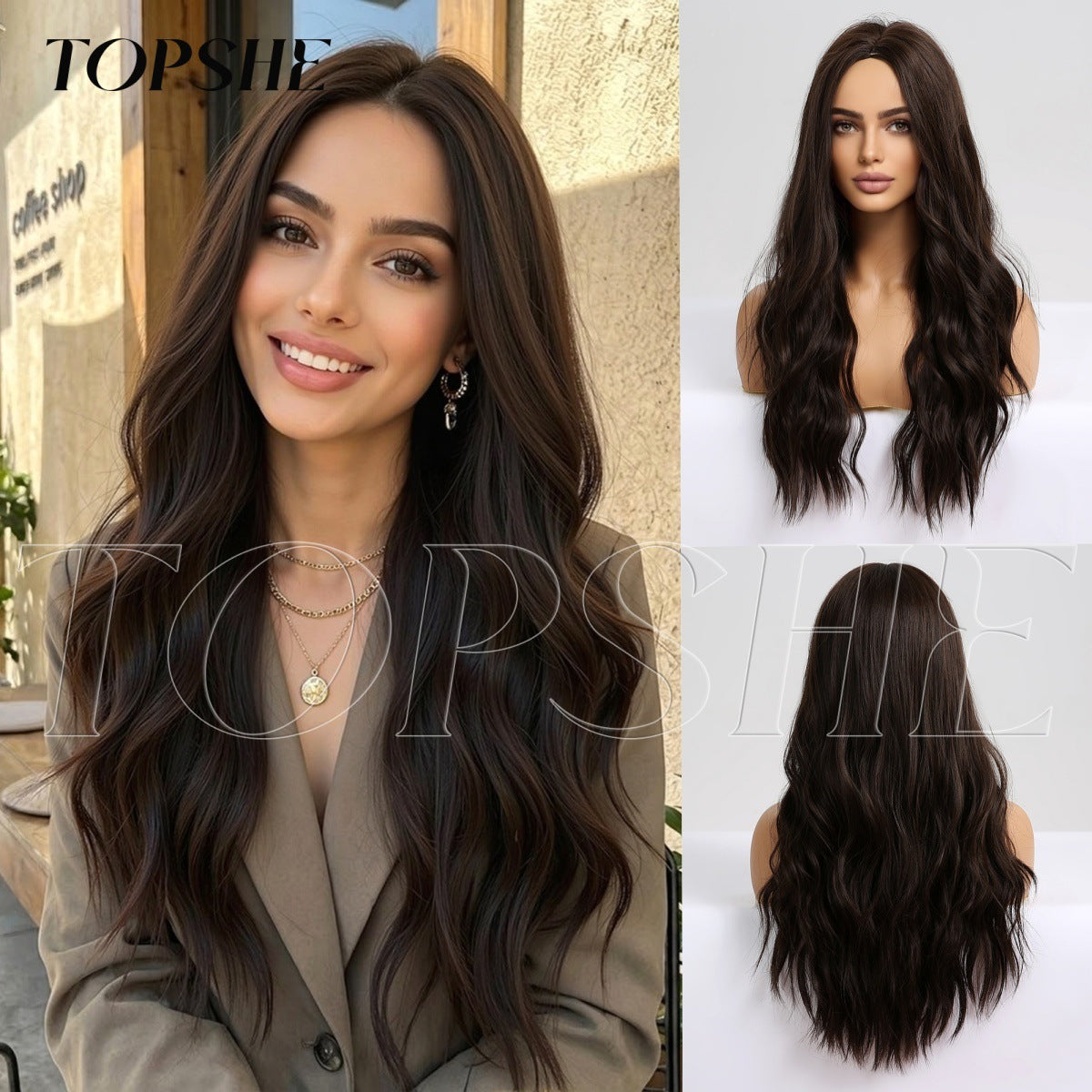 Women's Fashion Big Wave Medium Curly Hair Dyed Wig Long Curls