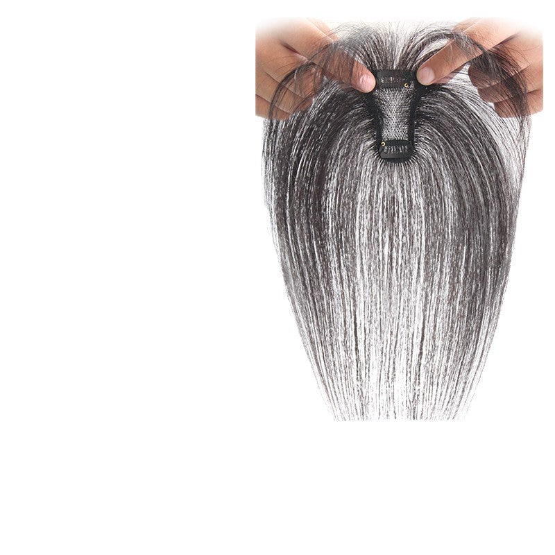 Fluffy Growth Volume Real Cover Gray High Skull Wig Bangs