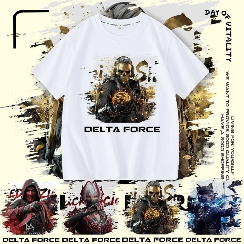 Dragon Eclipse Gold Rose Peripheral Boys Short Sleeve Loose Half-sleeve Children's T-shirt