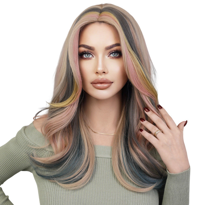 Curly Wigs Middle Part Wavy Synthetic Wig Long Curls