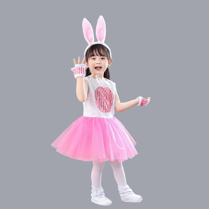 Children's Costume Kindergarten Dancing Dress Veil Little Bunny Animal Performance Wear Children's Suit