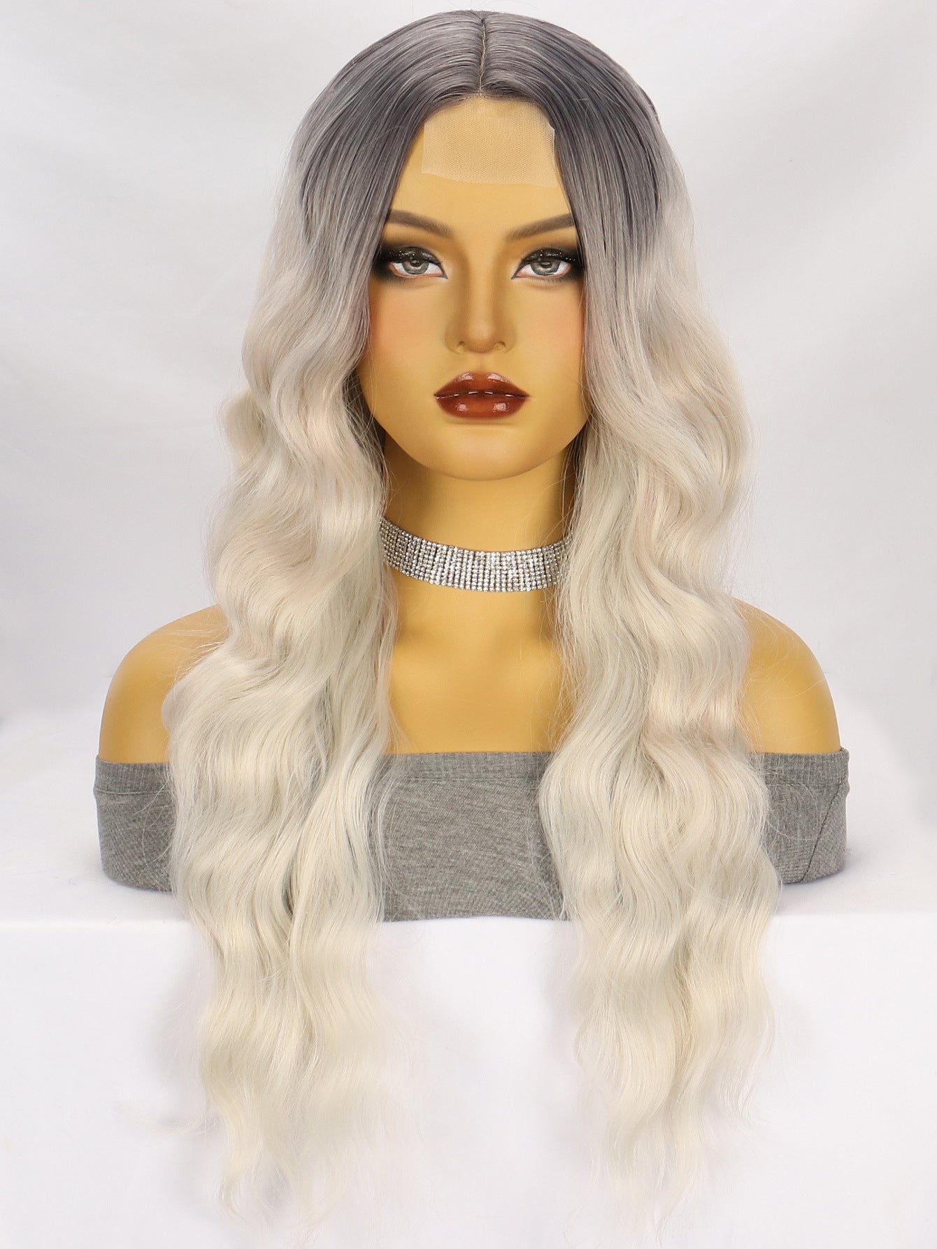 Women's Brown Straight Hair Big Wave Curly Chemical Fiber Front Wig Long Curls