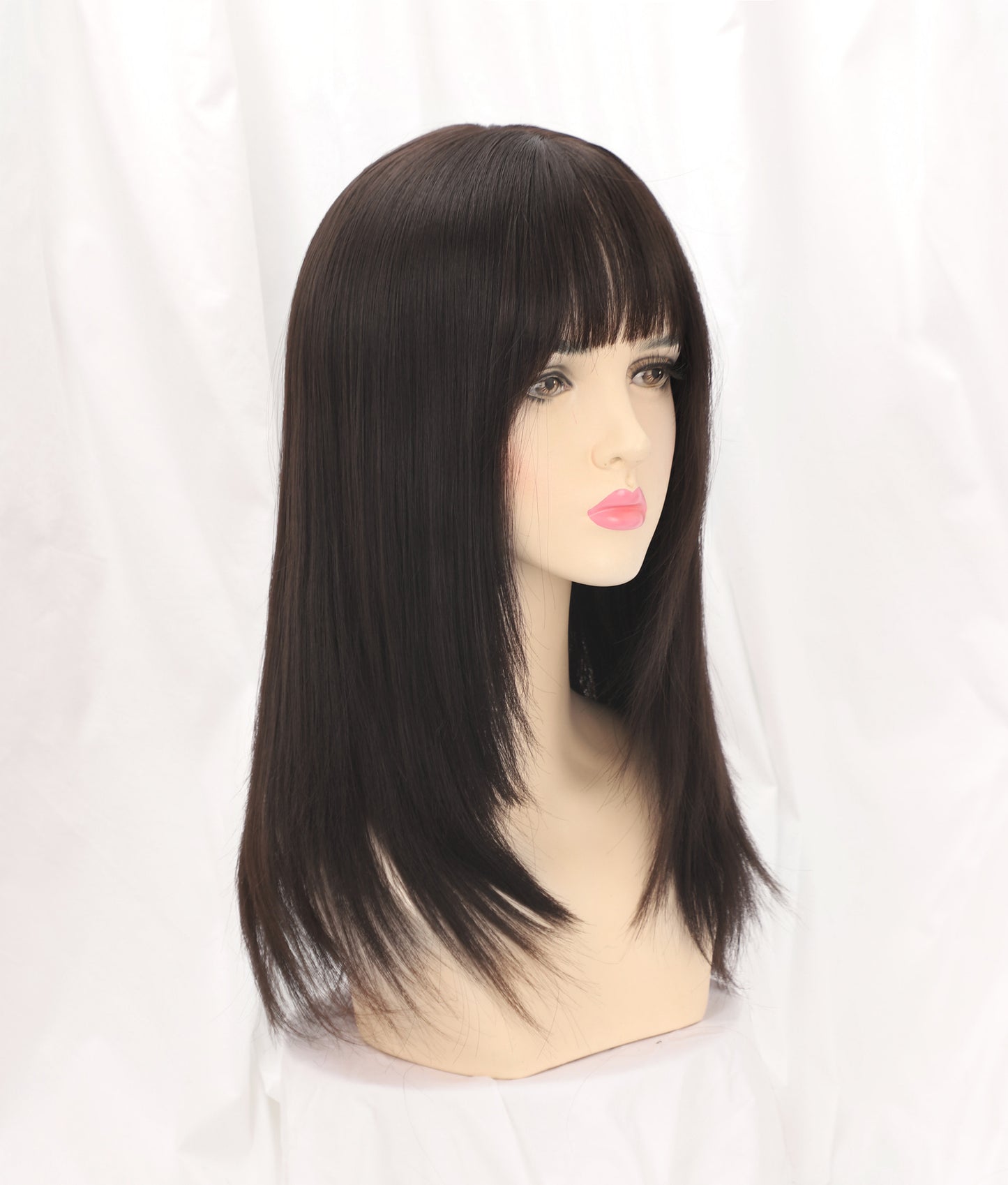 Women's Elastic Net Hair Mid-length Natural Facial Repair Long Straight Wig