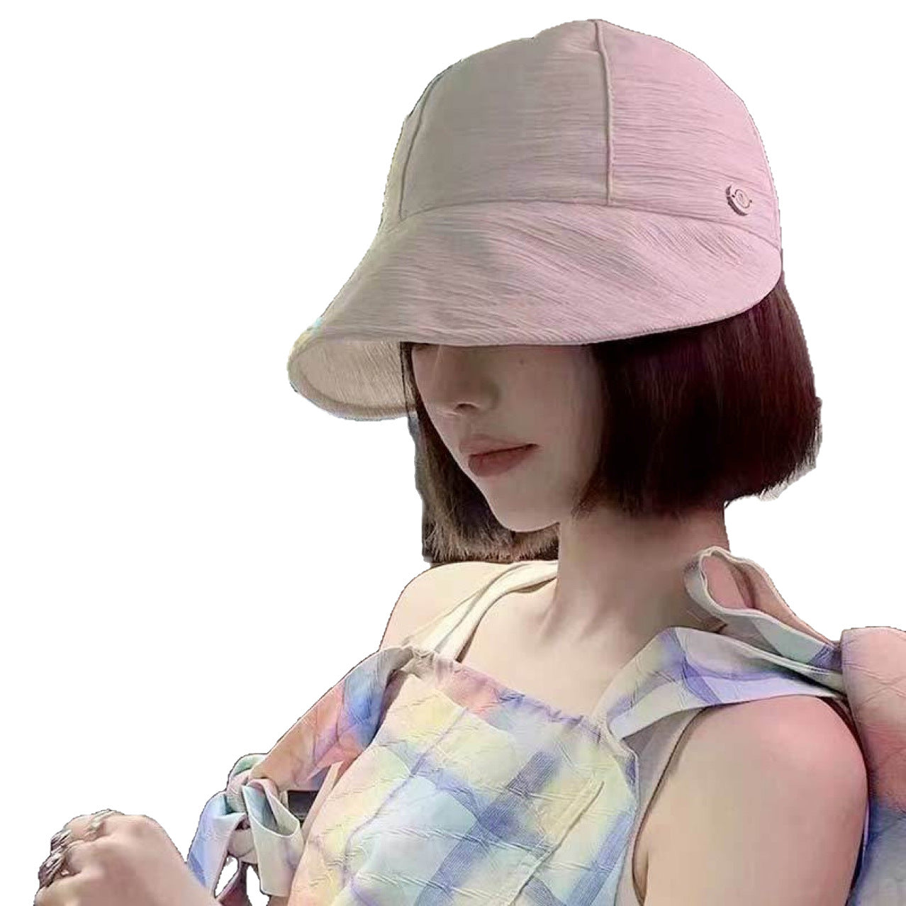 Hat Integrated Female Artificial Bucket Fashion Wig Short Straight Hair