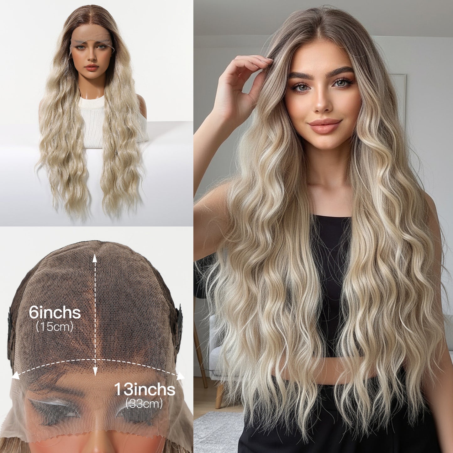 Silk Lace Female Breathable Net Cap Full Head Style Daily Wig Long Curls