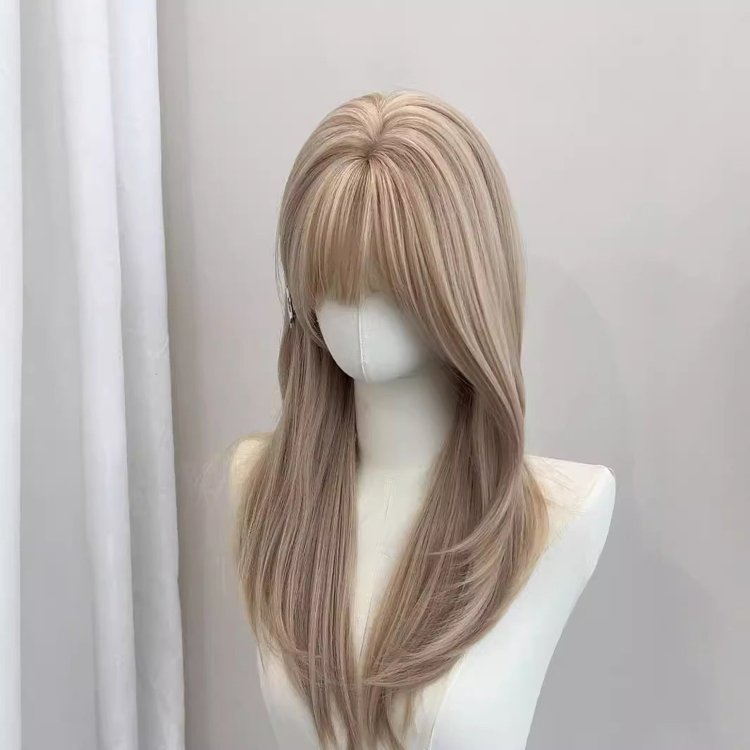 Natural Hair Air Bangs Artificial Female Long Straight Wig