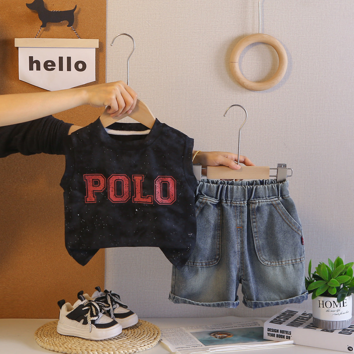 Children's Summer Clothing Cool Handsome Vest Western Style Fried Street Sleeveless Children's Suit
