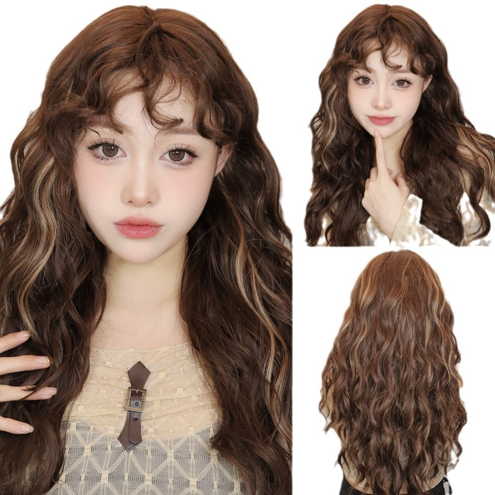 Women's Wool Small Curly Bangs Light Idle Style Wig Long Curls