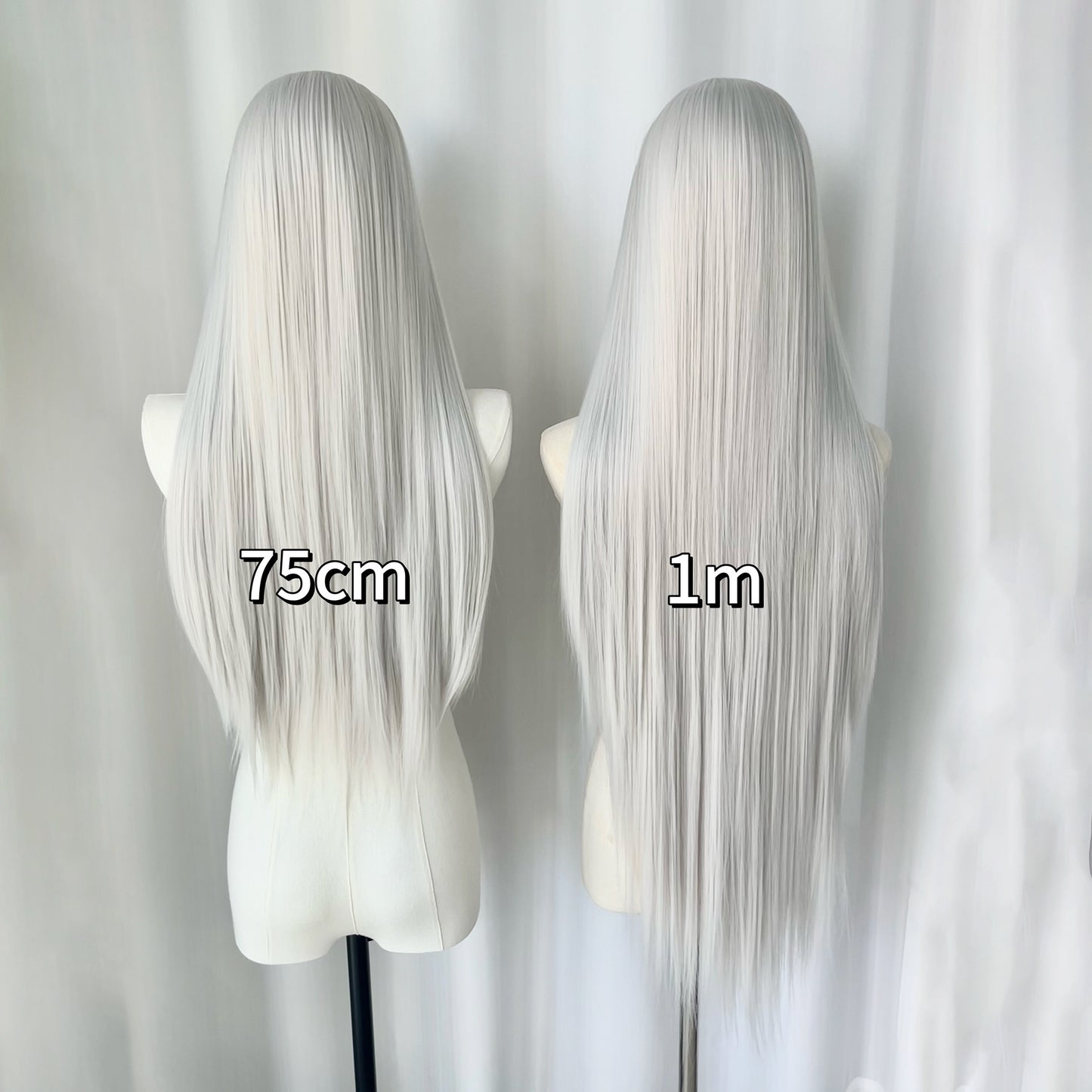 White Gray Hand Crochet Forehead Lace Female Comic Show Mao Long Straight Wig