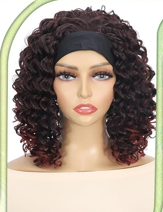 Women's Black Ice Ribbon Hand Wrapped Small Wig Short Curly Hair