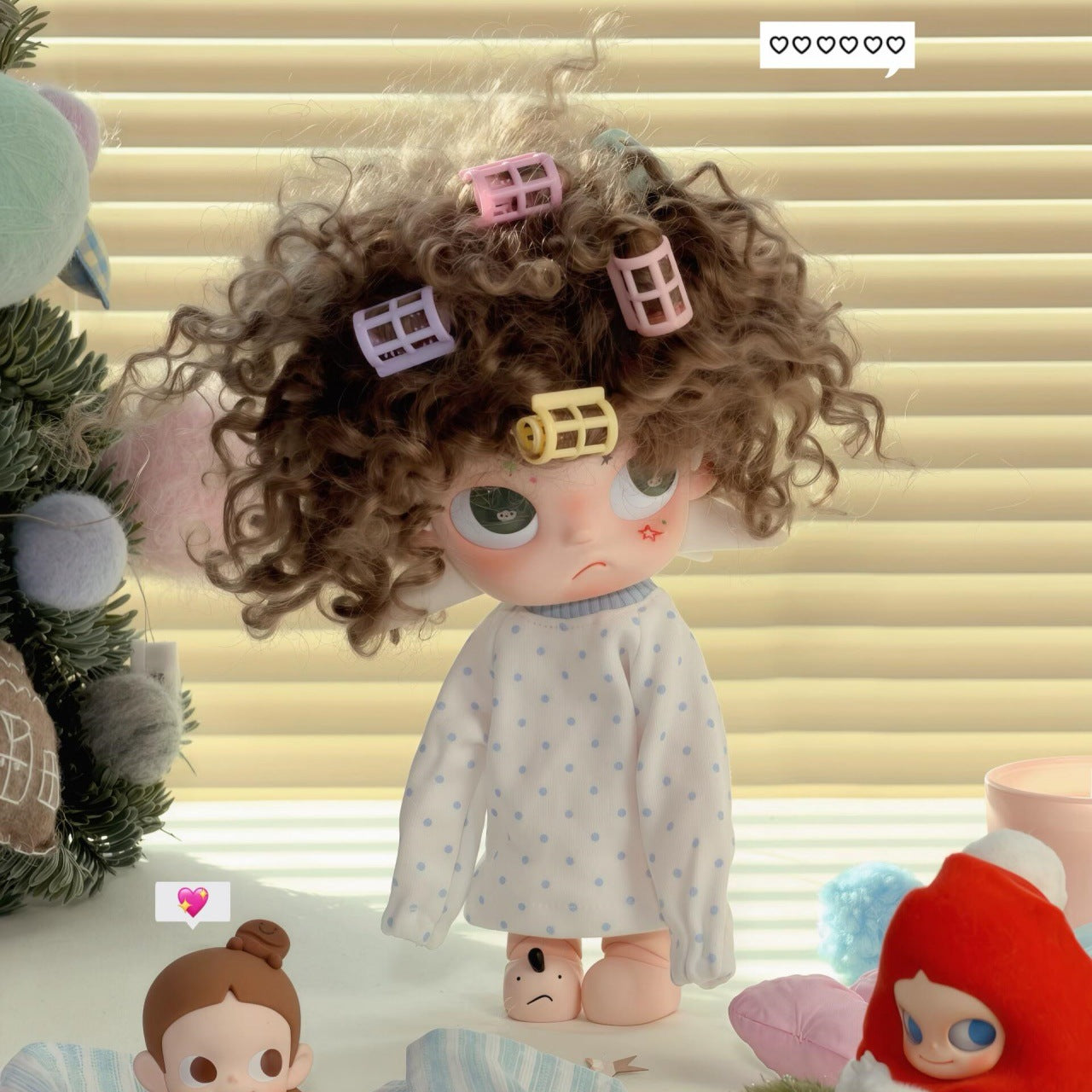 Ga Zi Doll Points Water Corrugated Milk Tea Brown Head Cos Wig