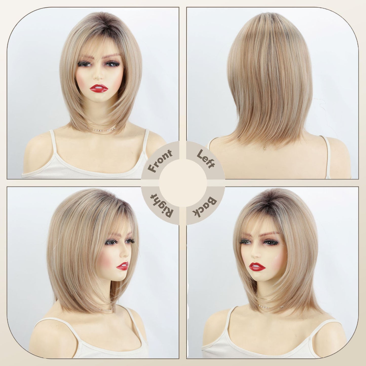 Collarbone Length Haircut Dark Brown Bangs Bobo Chemical Fiber One Wig Short Straight Hair